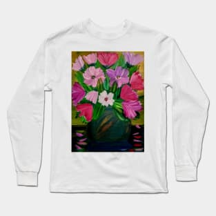 a lovely color combination in this bouquet of flowers in a metallic copper and gold vase Long Sleeve T-Shirt